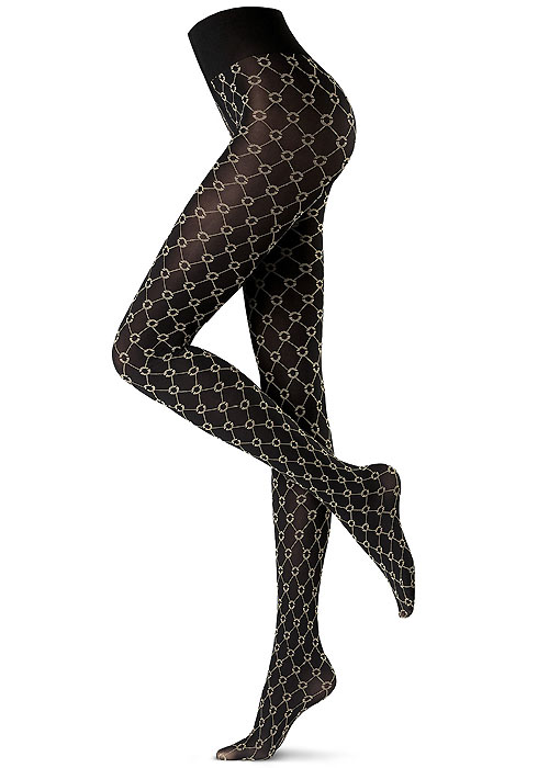 Golden Patterned black opaque tights by OROBLU