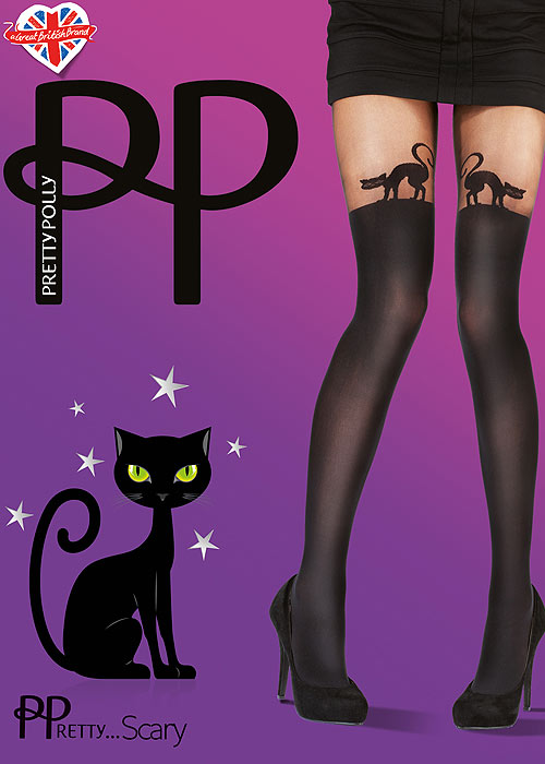 Pretty Polly Spooky Halloween tights with scary kitty