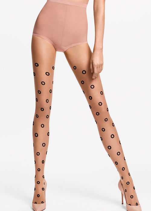Wolford Miley Dot Tights Nude Black