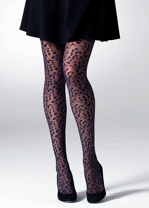 Gipsy Leopard print tights in navy