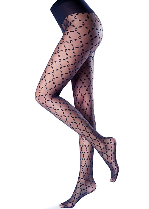 Oroblu Graphic Puzzle Patterned Tights in Navy