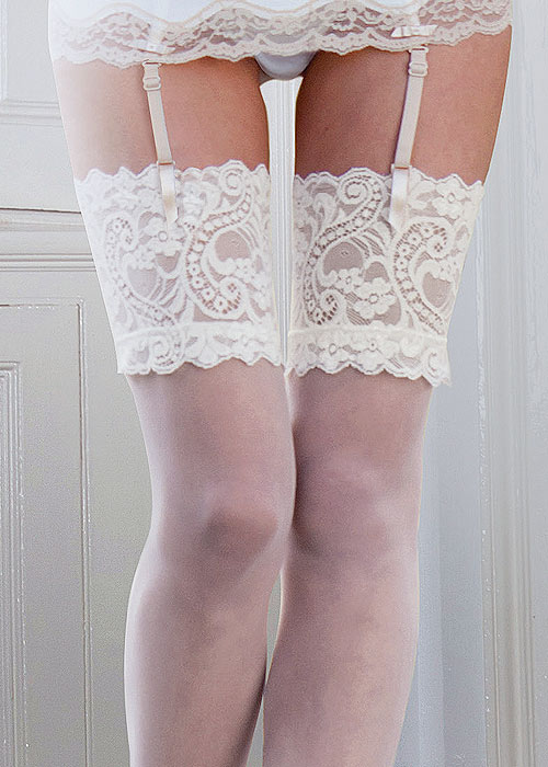 Couture Fine Mesh Bridal Deep Lace Top Stockings